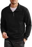 COOFANDY Men's Sweatshirts Quarter Zip Sweatshirt Long Sleeve Jumper For Mens Casual Pullover Waffle Pullover with Pocket Black M