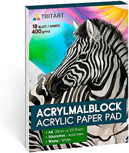 TRITART Acrylic Paper for Painting A4 400g/m²- Acrylic Paint Paper for Acrylic Colours & Oil Painting - 18 White Sheets - Acid Free Acrylic Paint Pad - Heavy Duty Painting Paper