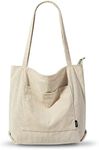 KALIDI Corduroy Tote Bag with Zippe