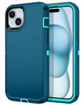 I-HONVA for iPhone 15 Plus Case Shockproof Dust/Drop Proof 3-Layer Full Body Protection [Without Screen Protector] Rugged Heavy Duty Durable Cover Case for Apple iPhone 15 Plus 6.7" 2023,Turquoise