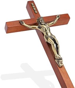 DCCXN Crucifix Wall Cross, Wooden Catholic Hanging Jesus Christ Cross for Wall Decor - 10 Inch
