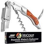 Hicoup Wine Opener - Professional Corkscrew Wine Bottle Opener w/Foil Cutter - Manual Wine Key Bottle Openers for Waiters, Bartenders & Home