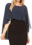 Sakkas 1921 - Anya Women's Soft Chiffon Wedding Bridesmaid Bridal Cape Wrap Bolero Shrug - Navy - OS