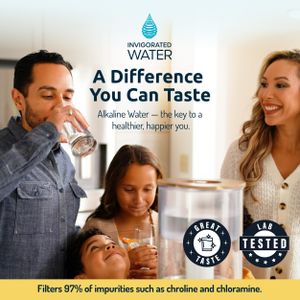 pH Recharge Glass Alkaline Water Filter Dispenser – 2.25 Gallon Countertop Jug, Removes Fluoride & Chlorine