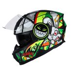 Steelbird Crazy Doe Bluetooth Full Face ISI Certified Helmet for Men with Inner Smoke Sun Shield | SBH-40 7Wings (Medium 580 MM, Glossy Black Green)