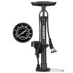 VOGORA Bike Pump with Pressure Gauge, Bicycle Pump with Presta & Schrader Valves Bike Pump for all Bikes, Foot Pump for Car Tyres, Road Mountain Bikes & Balls