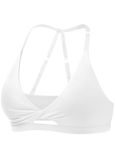 YEOREO Sports Bras for Women Open Back Workout Gym Bra Padded Medium Impact Yoga Tops with Ajustable Back Straps White Small