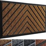 ubdyo Front Door Mat - Outside Entrance Doormat - Outdoor Mat - Welcome Mat Indoor Door Mat - Dirt Trapping Entrance Mat Non-Slip Outside Door Mats - Low Profile Heavy Duty Mat (30"'x17, Dark Brown)