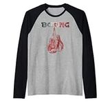 Retro Love Red Boxing Gloves Mexican Vintage style boxing Raglan Baseball Tee