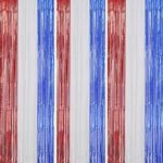 DECOCKRAT 3 Pack Foil Fringe Backdrop - Red&White&Blue Shiny Tinsel Curtains for Party Decoration/Photo Booth Props - 3.3x8.2 FT Metallic Foil Backdrop for Birthday, Wedding, Graduation, Christmas.