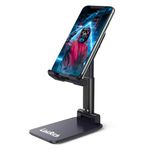 LinkRich Phone Stand for Desk, Foldable Adjustable Cell Phone Tablet Holder, Compatible with iPhone 14 Pro 13 12 Pro Max iPhone 12, Samsung Galaxy Note 21 S20, Kindle etc