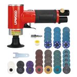 UPWOOD Mini Air Rotary Sander Grinder Polisher Kit 50mm, 2 inch Pneumatic Mini Sander Set, Right Angle Surface Preparation Tool with 41pcs Roll Locking Discs Quick Change Discs Set