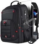 Travel Laptop Backpack, Extra Large Backpack for Men, 50L Overnight Backpack, TSA Flight Rucksack 17.3 Inch, Anti-Theft Business Work Bag with USB Port, Waterproof Big Computer Bag for College, Black