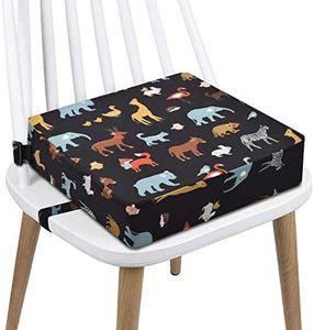 Booster Seat Dining Chair Toddler, Washable Table Boster Seat for Toddler 4 Belt Attach to Chair, Portable Travel Baby Child Kids Booster Cushion