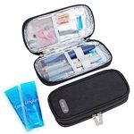 SUNMON Insulin Cooler Travel Case - Handy Diabetes Travel Case for Insulin Pen, Portable Medicine Cooler for Travel with 2 Ice Pack (Black)