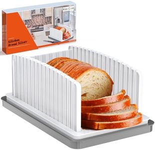 Kiss Core New Upgrade Bread Slicer for Homemade Bread, Bread Slicing Guide Adjustable Width, Foldable and Compact Cutting Guide with Crumb Tray, Suitability for Homemade Bread, Bagels, Cakes.