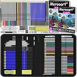 Merooart 54-Pack Adult Art Supplies, Teen Kids Beginners, Artist Drawing Supplies Sketch Kit, Drawing Pencil Set Zipper Box: Sketch Books, Coloring Books, Watercolor Pens, Metal Charcoal Supplies