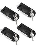 QWORK Large Lever Hand Operated Compression Latch, 4 Pack Keyed Alike 13/16" Adjustable Lever Flush Mount Trigger Latch Key Locking for Cockpit Floor Door Cabinet, Black Powder Coated MS609-1