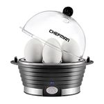 Chefman Electric Egg Cooker Boiler, Rapid Poacher, Food & Vegetable Steamer, Quickly Makes Up to 6, Hard, Medium or Soft Boiled, Poaching/Omelet Tray Included, Ready Signal, BPA-Free, Black