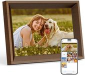 Dragon Touch Digital Picture Frame -10.1 WiFi Digital Photo Frame for Gifts,Show Videos on Auto-Rotate & Wall-Mountable Touch Screen Frame,Easy Share, Send via Phone APP, Email,Wood Brown