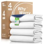 WhyWorry Washable Incontinence Bed Sheets for Adults | 86 x 91 cm | for Single Bed | Waterproof Bed Wetting Mats | Reusable Bed Protectors | Pee Pads | White | Pack of 4