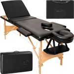 TecTake® Portable Massage Table, 3 Zones, Foldable Therapy Bed, Massage, Physiotherapy Adjustable Table Beauty Couch, Lash & Tattoo Table with Storage Bag, Beauty Salon Furniture, Salon Chair - black