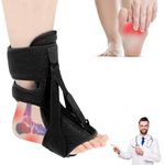 BRAINLE Plantar Fasciitis Night Splint - Foot Drop Orthotic Brace for Pain Relief, Achilles Tendonitis Support - Men & Women's Foot Splint with 3 Adjustable Straps