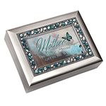 Cottage Garden "Mother The Most Precious Gift In The World" Brushed Silver Finish Decorative Jewel Lid Musical Music Jewelry Box Plays Wind Beneath My Wings