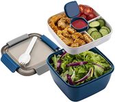 MUJUZE Lunch Box with Divided Compartments, Salad Containers for Lunch, Sustainable, Leak-Proof, Dishwasher Safe,Salad Bowl Lunch Box,Fruit Containers for School, Work, Picnic Travel (Blue)