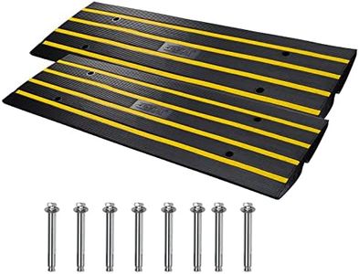 VEVOR Curb Ramp, 2 Pack, 6.5 cm Rise, Rubber Driveway Ramps, Heavy Duty 15 tons Weight Capacity Threshold Ramp, Curbside Bridge Ramps for Loading Dock Garage Sidewalk, Expandable Full Ramp Set