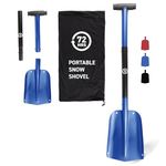 72HRS Collapsible 3-in-1 Aluminum Compact Snow Shovel - Snow Removal in Winter, Emergency Kit for Vehicle, Car, Van, SUV, Truck, Snowmobile, Snowboard Gear, Camping, Gardening (Blue, 21”-32”)