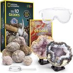 National Geographic Break Open 10 Premium Geodes – Includes Goggles and 2 Display Stands - Great STEM Science Kit, Geology Gift for Kids, Break Your Own Geodes with Crystals, Toys for Boys and Girls