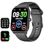 IOWODO Smart Watch for Men Women (Answer/Make Calls), Voice Assistant, 1.85" Fitness Watch with SpO2 Heart Rate Sleep Monitor, 100 Sports, IP68 Waterproof Step Counter Smartwatch for iOS Android