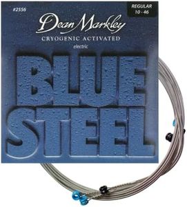 DEAN MARKLEY 2556 Blue Steel Electric Guitar Strings. 6 piece Electric Guitar String Set. Cryogenically Treated for Longer Life, Enhanced Performance, and Superior Sound. Made in USA. Gauges 10-46