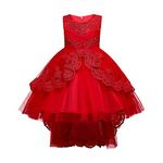 COTRIO Girls Dresses Lace Tulle Sleeveless Bowknot Belted Bridesmaid Birthday Wedding Party Pageant Special Occasion Gown