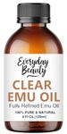 Ultra Clear Emu Oil - All Natural Fully Refined Australian Emu Oil for Face, Skin and Hair - Great for Sensitive Skin & Hair Growth - For Scars and Piercings - High in Omega 3, 6 and 9 Fatty Acids - 4oz