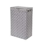 Compactor Stan Hamper, Large Rectangular Grey Laundry Basket With Lid and Washable Liner, Rayon Belt, 25X38X60 cm