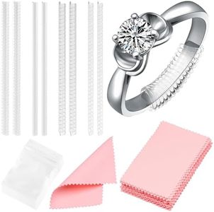 8 Pcs Ring Size for Loose Rings, 28 Silver Polishing Cloths and 40 Small Plastic Bag, 4 Size Invisible Ring Sizers, Polishing Cloth and Mini Plastic Bags Set for Jewelry, Women and Men