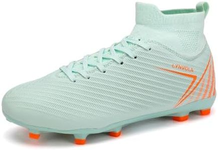 Lynvola Men's High Top Breathable Soccer Cleats Firm Ground Non Slip Outdoor Training Shoes Green EU 40