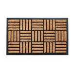 Coco & Coir Door Mat Indoor/Outdoor | 100% Natural Coir Weather Resistant Eco-friendly Entrance Mat (Shortbread)