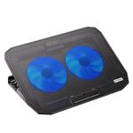 KYOLLY Ultra Slim Laptop Cooling Pad for 10-15.6 Inch Laptops, Portable Notebook Cooler with 2 Quiet Big Fans, Gaming Laptop Fan Wind Speed Adjustable, 5 Heights Adjustment, 2 USB Port