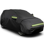 Favoto SUV Car Cover, Out Door Full Car Covers Waterproof Large with Right Side Zipper Sun Protection Windproof Exterior Covers Universal Fit (188 to 198 inches) Black Car Cover