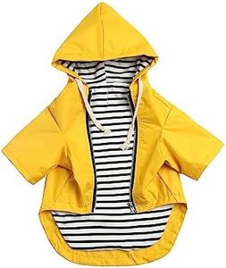 Dog Raincoat Puppy rain Jacket with Hood for Small Medium Breeds with Reflective Strap Storage Pocket Harness Hole Yellow L