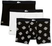 Lacoste Men's Casual Classic Cotton Stretch Boxer Briefs (3 Pack), Black/White, X-Large