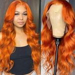 Ginger Orange Lace Front Wigs Human Hair Body Wave 13x4 HD Lace Frontal Human Hair Colored Wigs 150% Density Pre Plucked with Baby Hair Brazilian Remy Hair Ginger wig 18 inch