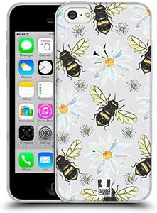 Head Case Designs Bees Watercolour Insects Soft Gel Case and Matching Wallpaper Compatible with Apple iPhone 5c