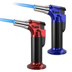 2 Pack Torch, Butane Torch Refillable, KitchenTorch for Cooking with Safety Lock & Adjustable Flame for BBQ, Creme Brulee, Baking, Crafts (Butane Gas not Included) (Blue and Red)