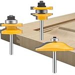 MAYLNE 3PCS Router Bit Set 1/4-Inch Shank, Raised Panel Round Over Cabinet Door Cabinet Drawer Router Bits Sets Cutter Panel Raiser Wood CNC Milling Tool for Woodworking(Yellow)