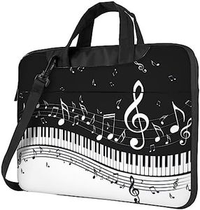 PIXOLE Black Crow Birds printed Laptop Bag,15.6 Inch Computer Tote Bag Business Office Handbag Shoulder Bag, Black White Music Note, 15.6 inch