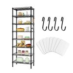 Solerconm 8 Tier Wire Shelving Unit,Adjustable 8 Shelves Metal Storage Racks or Two 4-Tier Shelving for Storage with 8 Pieces of PE Mat, Chrome (Black)